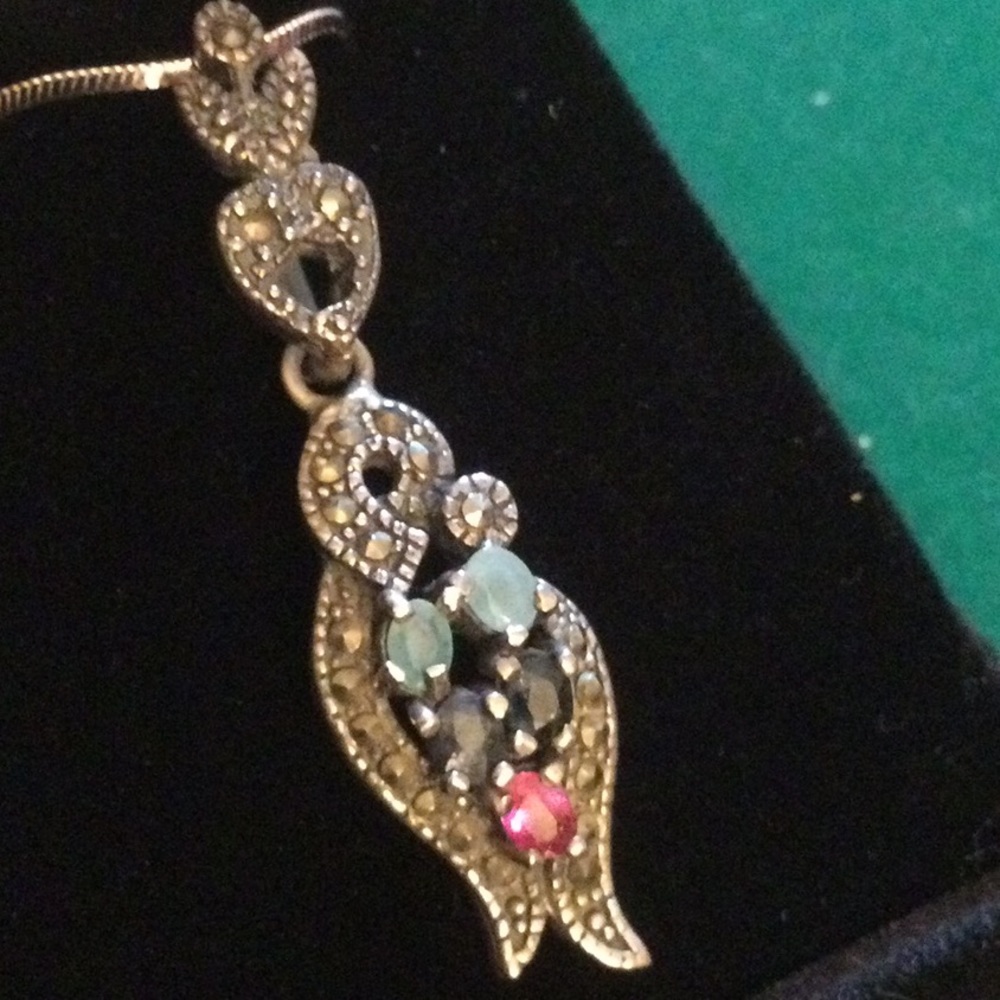 Antique Genuine Emerald, Ruby & Sapphire Pendant from Morocco